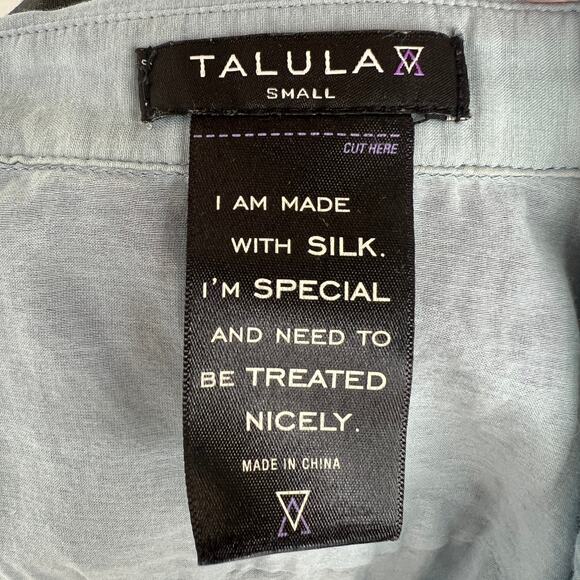 TALULA Sleeveless Blue Blend Silk Button Down Collar Pocket Blouse Top S Small - Picture 10 of 12